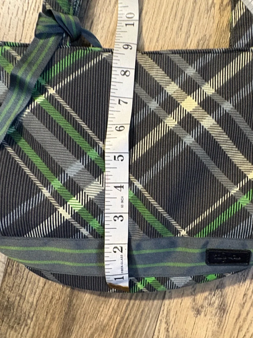 Plaid Tote Bag with Green Accents